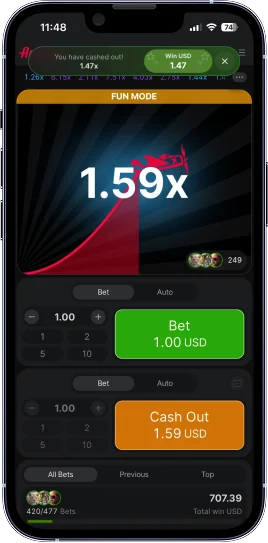 Aviator App Screenshot Win